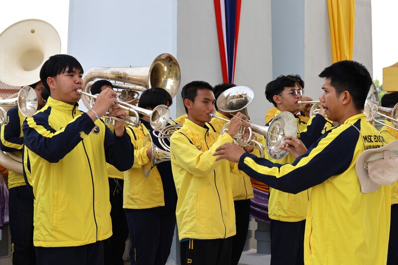 วงโยธวาทิต ม.นครพนม ซักซ้อมเพลงและขบวนนำแถวบัณฑิตงานพิธีพระราชทานปริญญาบัตร